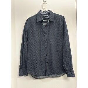 Level Ten Men Modern Fit Printed Shirt Geometric Long Sleeve Contrasting‎ Trim L